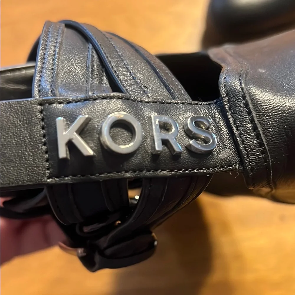 Michael Kors Black Lace Up Boots with Matte Finish - Picture 3 of 4